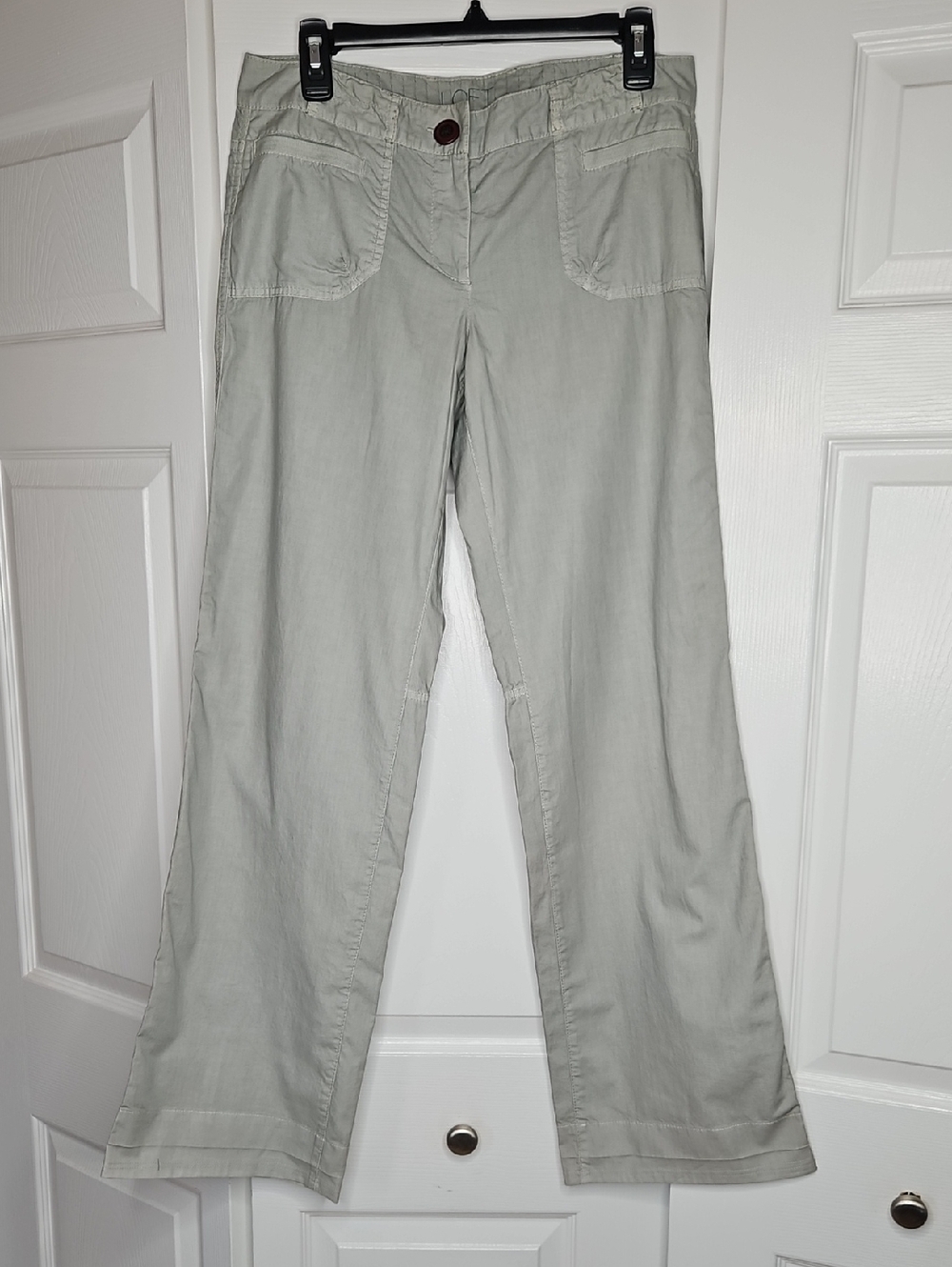 LOFT Light Sage Green Wide-Leg Cotton Pants Size 4